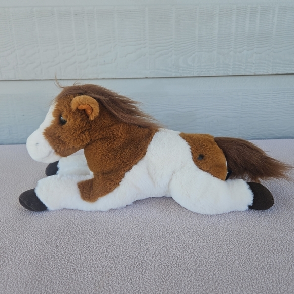 FAO Schwarz Pinto Horse Pony Plush 14" Laying Down Adopt A Pet Brown White - Picture 2 of 12